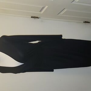 Amour Vert Wrap Dress Womens XS Black V-Neck 3/4‎ Sleeve Minimalist Modal Spanx